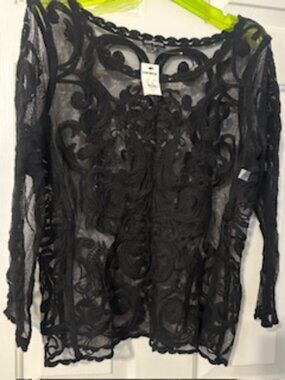 NWT Express Mesh lace long sleeve black top Sz S